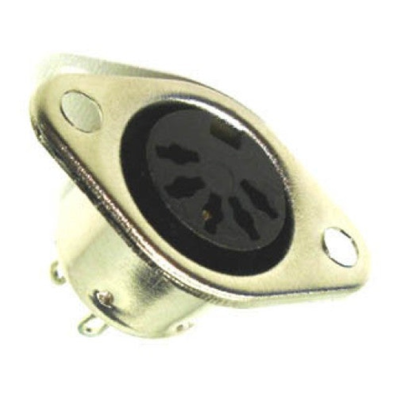 045-0214 – DIN JACK 3POS CHASIS MOUNT METAL 5 HOLES 3 CONNECTIONS