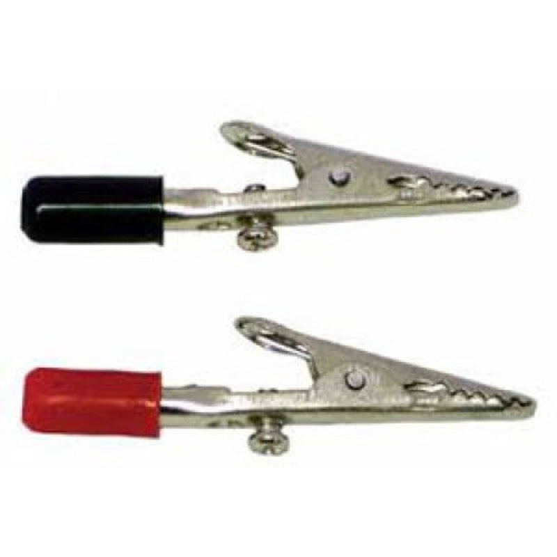 602005-002 – ALLIGATOR CLIP INSULATED 50MM STACKABLE W/SCREW BLK/RED (2 pcs/pkg)