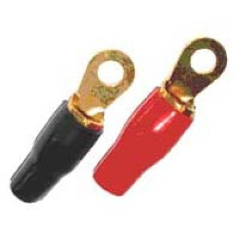 GRT04-3/8 – RING TERM RED/BLK 3/8IN 4AWG GOLD ID-10.2MM OD 16.5MM 2PC/PKG