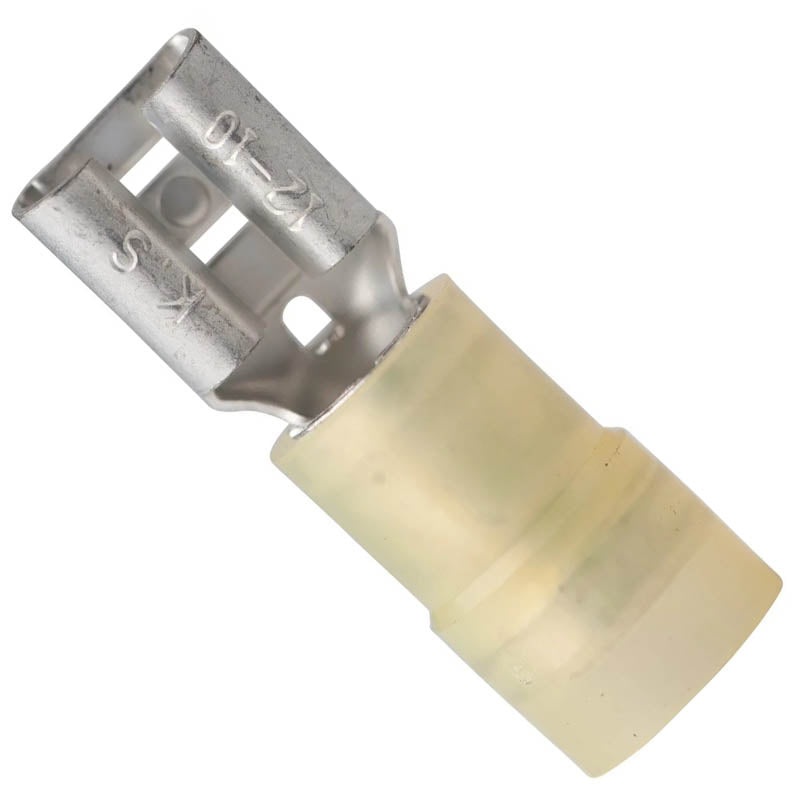 640907-2 – QUICK CONN FEM YEL 0.250IN 12-10 AWG 6.4X0.8MM NYLON DOUBLE CRIMP (4 pcs/pkg)