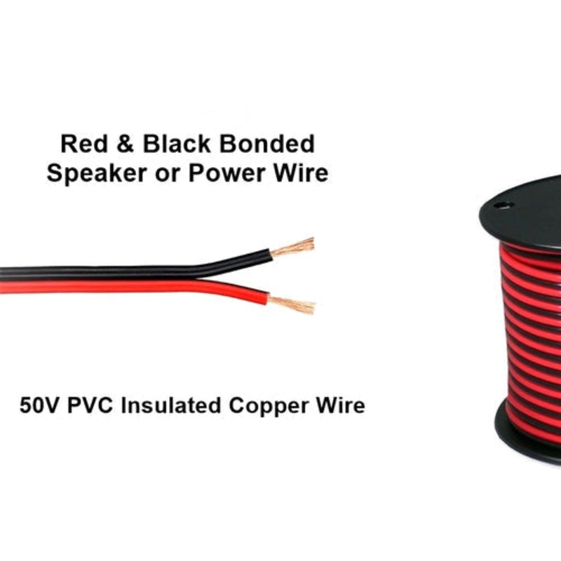 61-3016-500, 50FT Roll of 16 Gauge 2 Conductor Copper Red & Black Bonded Wire