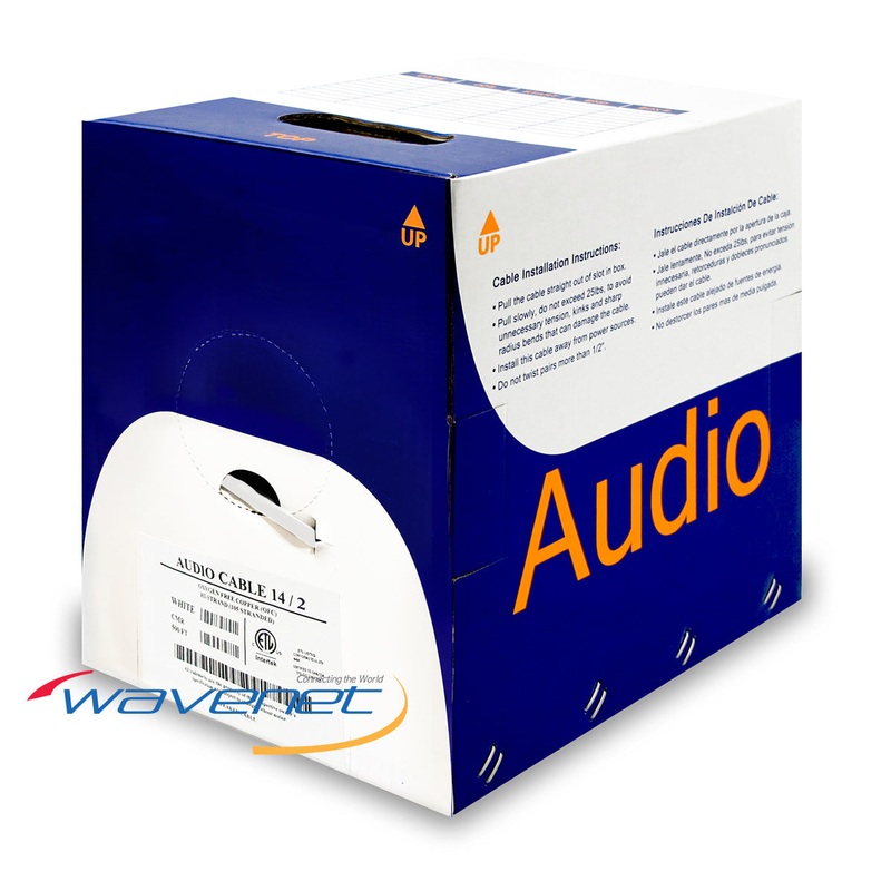 AC1402RWH4-500, Wavenet WHITE 2C 14AWG OFC Audio Cable ~ Riser (CMR) 500 Foot