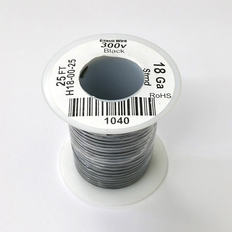 H18-00-25 25FT 18AWG BLACK Stranded Electronic Hook Up 300V Wire UL1007 80C