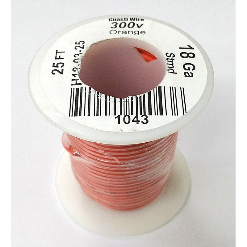 H18-03-25 25FT 18AWG ORANGE Stranded Electronic Hook Up 300V Wire UL1007 80C