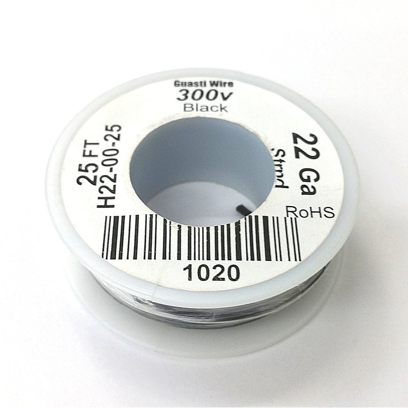 H22-00-25 25FT 22AWG BLACK Stranded Electronic Hook Up 300V Wire UL1007 80C