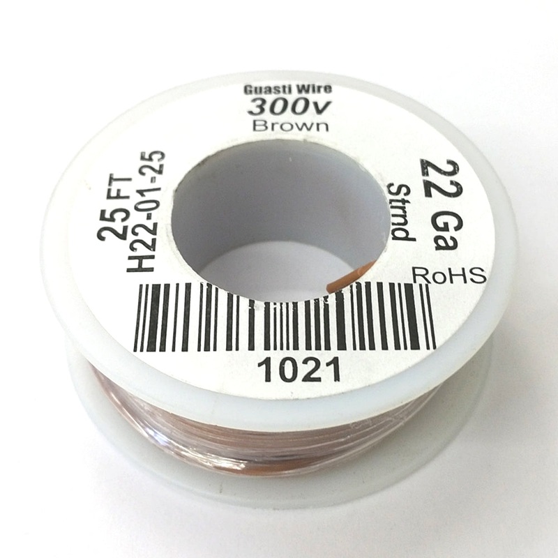 H22-01-25 25FT 22AWG BROWN Stranded Electronic Hook Up 300V Wire UL1007 80C
