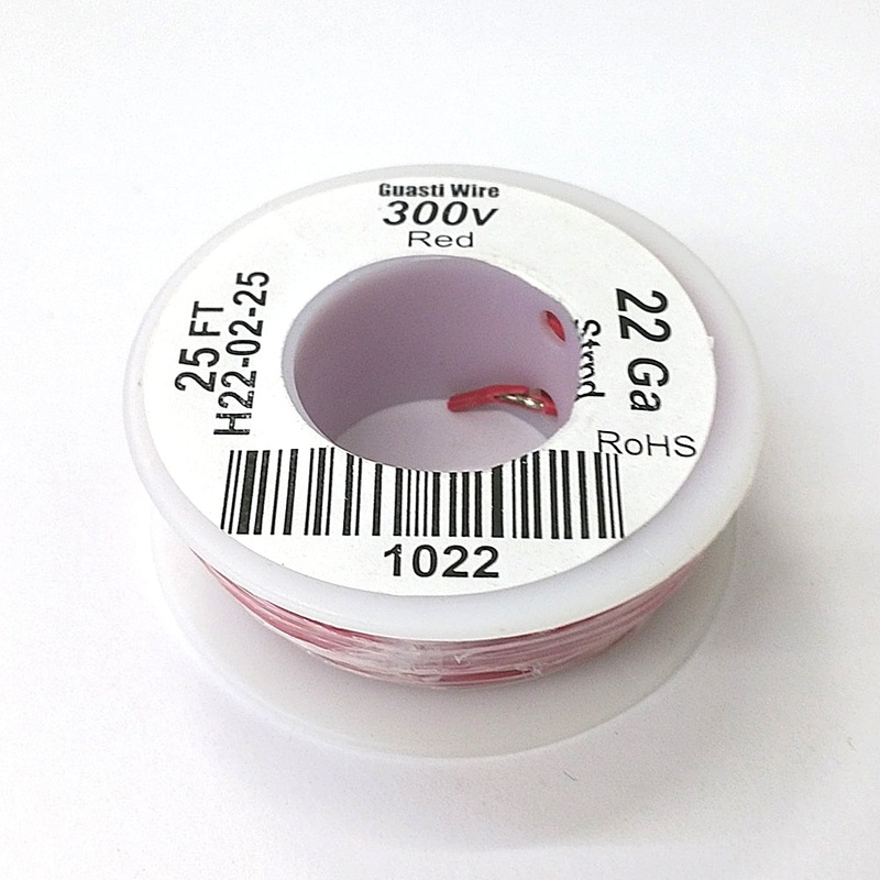 H22-02-25 25FT 22AWG RED Stranded Electronic Hook Up 300V Wire UL1007 80C