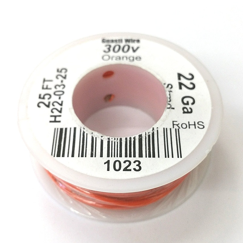 H22-03-25 25FT 22AWG ORANGE Stranded Electronic Hook Up 300V Wire UL1007 80C