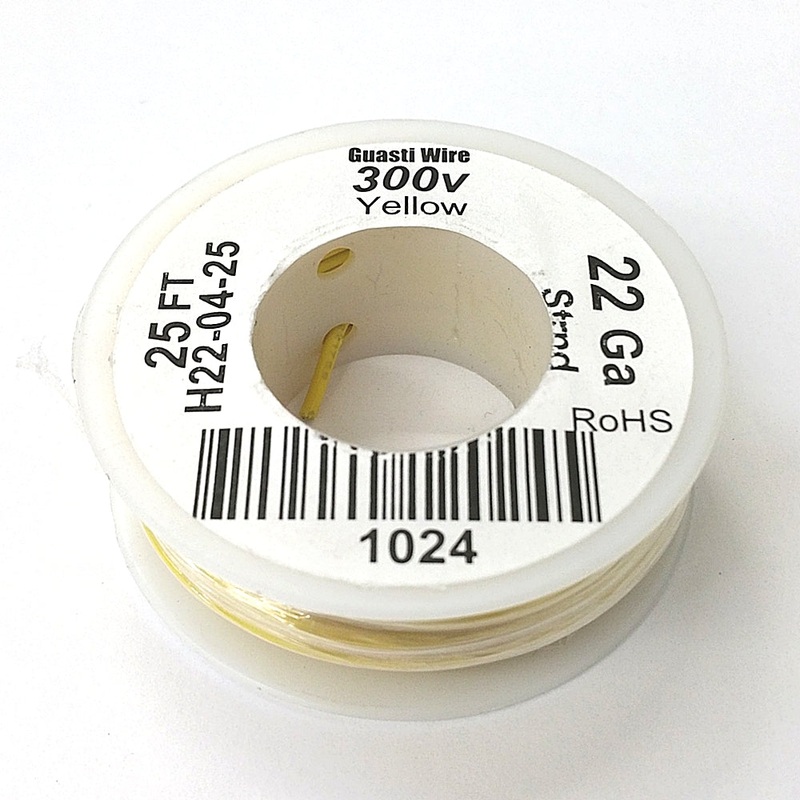 H22-04-25 25FT 22AWG YELLOW Stranded Electronic Hook Up 300V Wire UL1007 80C
