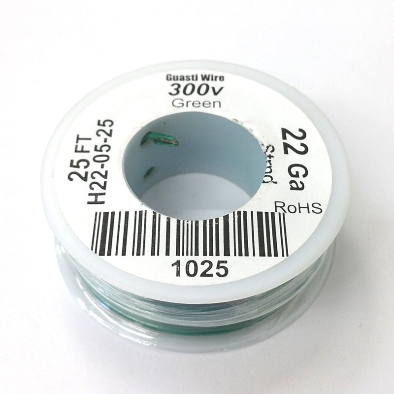 H22-05-25 25FT 22AWG GREEN Stranded Electronic Hook Up 300V Wire UL1007 80C