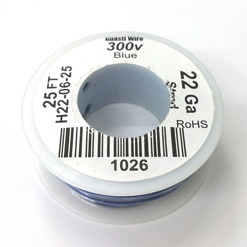 H22-06-25 25FT 22AWG BLUE Stranded Electronic Hook Up 300V Wire UL1007 80C