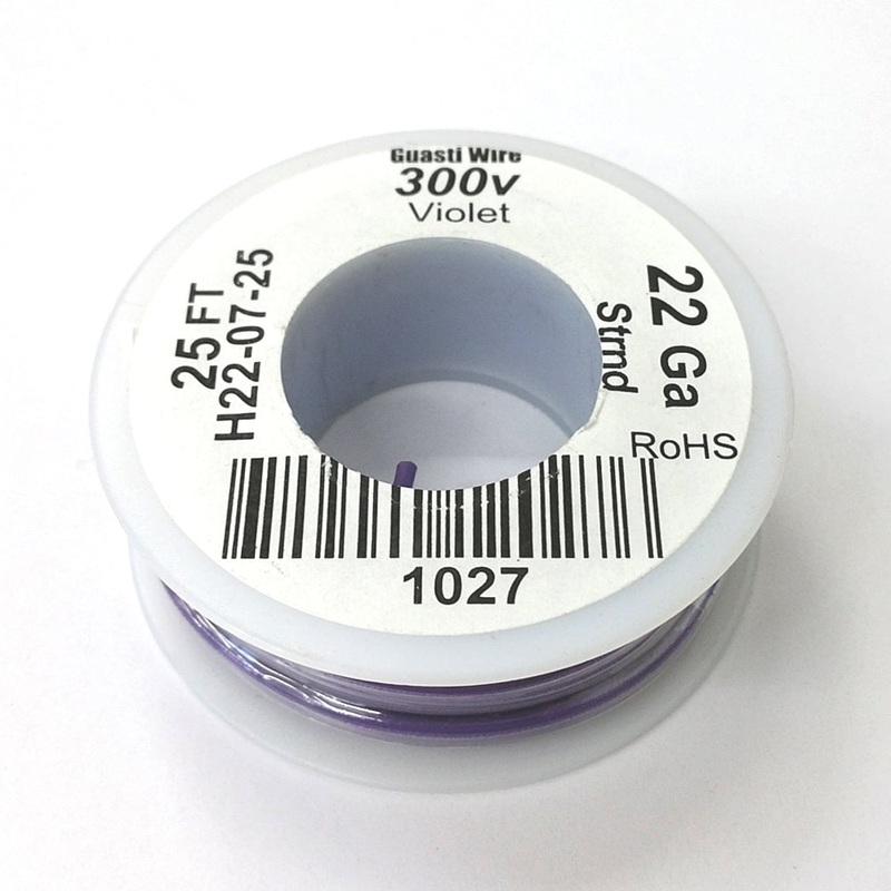 H22-07-25 25FT 22AWG VIOLET Stranded Electronic Hook Up 300V Wire UL1007 80C