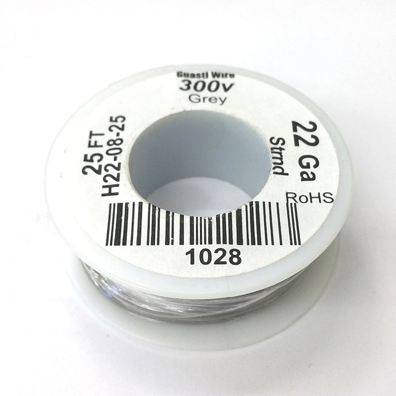 H22-08-25 25FT 22AWG GREY Stranded Electronic Hook Up 300V Wire UL1007 80C