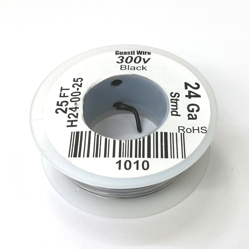 H24-00-25 25FT 24AWG BLACK Stranded Electronic Hook Up 300V Wire UL1007 80C