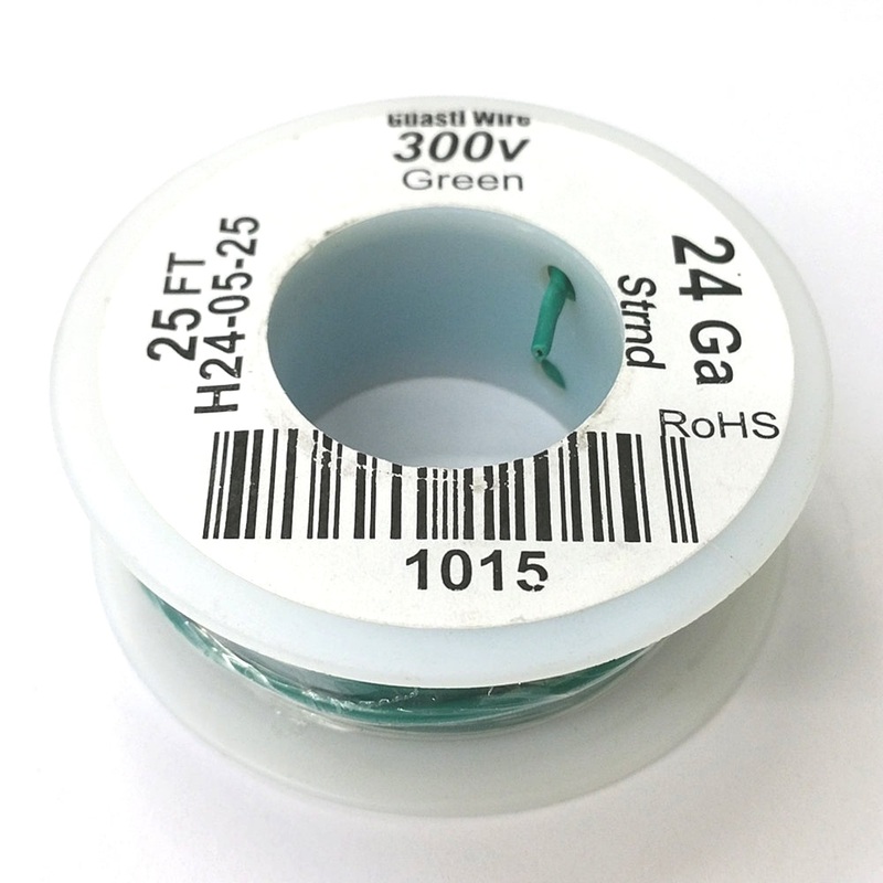 H24-05-25 25FT 24AWG GREEN Stranded Electronic Hook Up 300V Wire UL1007 80C
