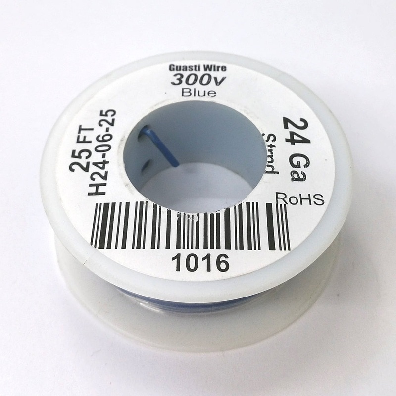 H24-06-25 25FT 24AWG BLUE Stranded Electronic Hook Up 300V Wire UL1007 80C