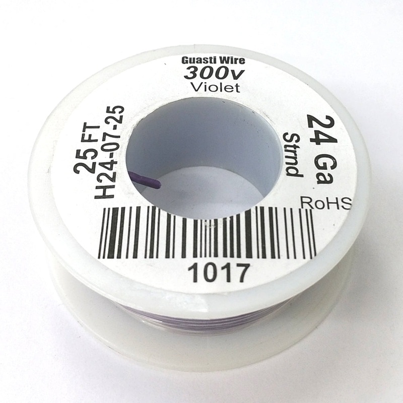 H24-07-25 25FT 24AWG Violet Stranded Electronic Hook Up 300V Wire UL1007 80C