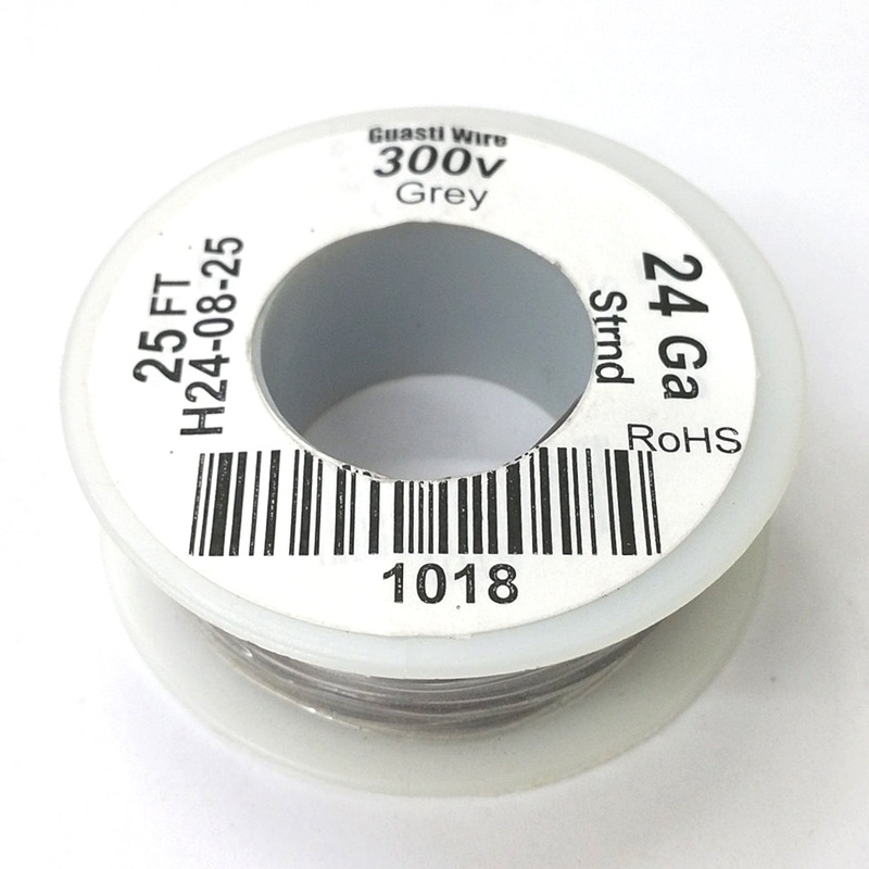 H24-08-25 25FT 24AWG GREY Stranded Electronic Hook Up 300V Wire UL1007 80C