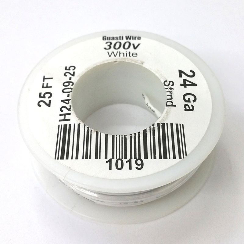 H24-09-25 25FT 24AWG WHITE Stranded Electronic Hook Up 300V Wire UL1007 80C