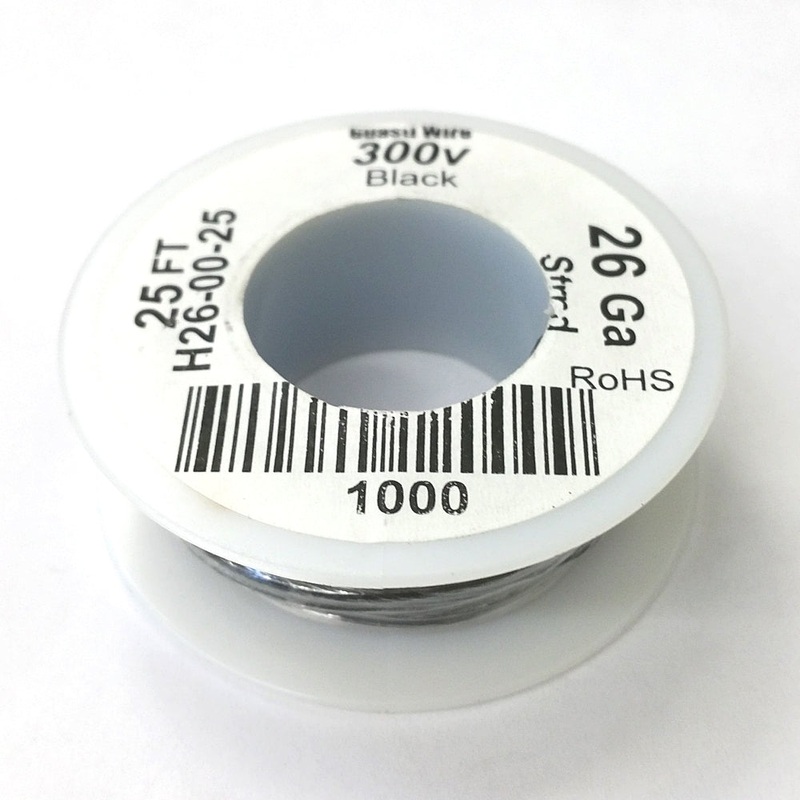 H26-00-25 25FT 26AWG BLACK Stranded Electronic Hook Up 300V Wire UL1007 80C