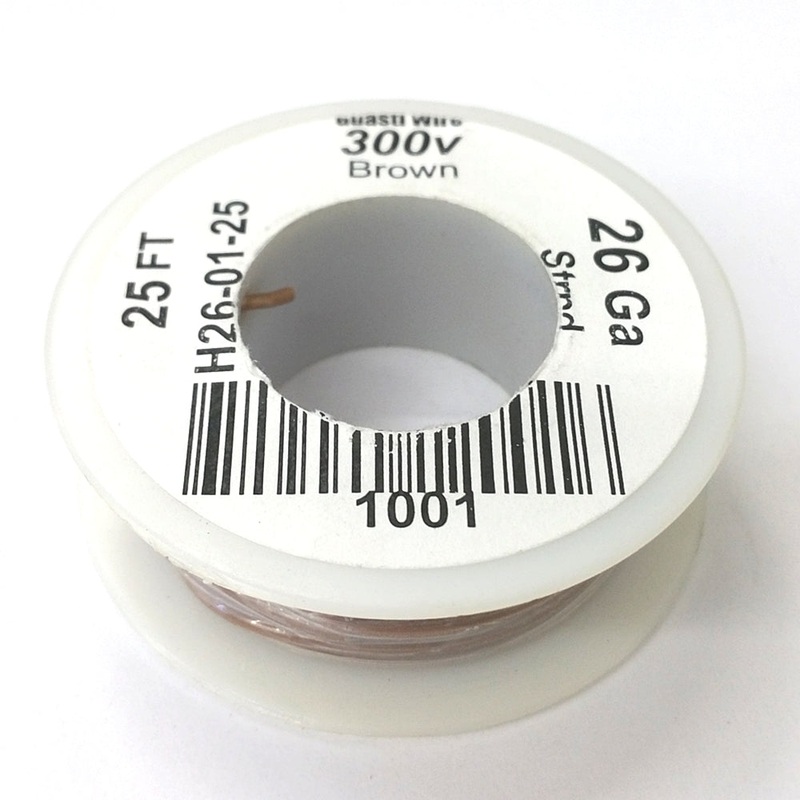 H26-01-25 25FT 26AWG BROWN Stranded Electronic Hook Up 300V Wire UL1007 80C