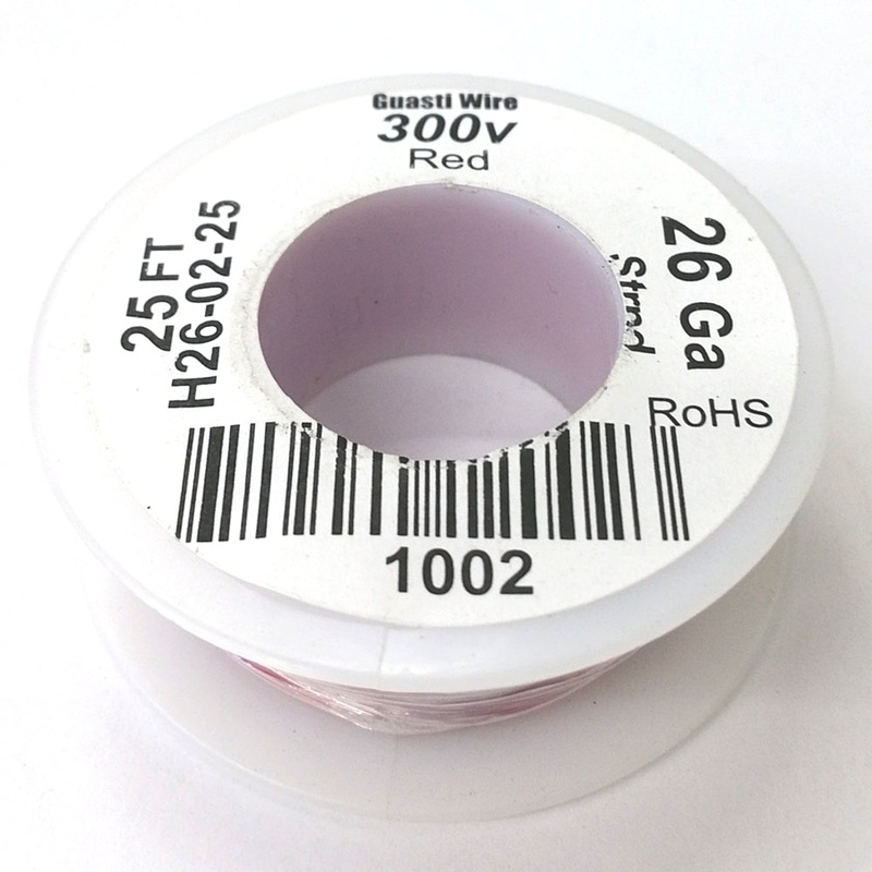H26-02-25 25FT 26AWG RED Stranded Electronic Hook Up 300V Wire UL1007 80C