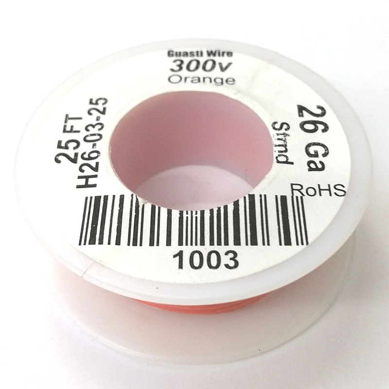 H26-03-25 25FT 26AWG ORANGE Stranded Electronic Hook Up 300V Wire UL1007 80C