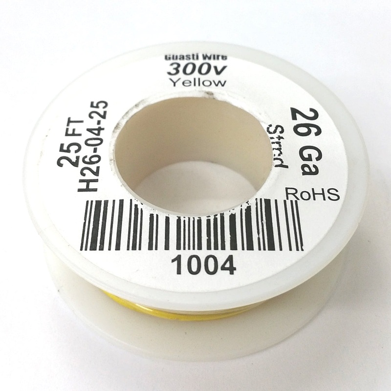H26-04-25 25FT 26AWG YELLOW Stranded Electronic Hook Up 300V Wire UL1007 80C