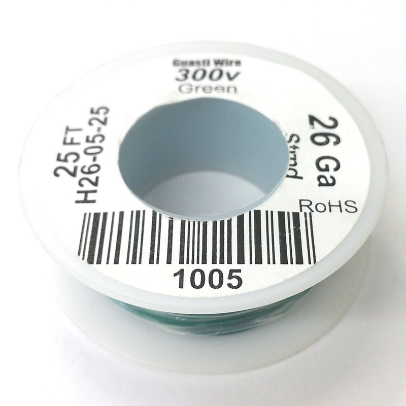 H26-05-25 25FT 26AWG GREEN Stranded Electronic Hook Up 300V Wire UL1007 80C