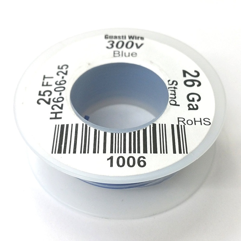 H26-06-25 25FT 26AWG BLUE Stranded Electronic Hook Up 300V Wire UL1007 80C