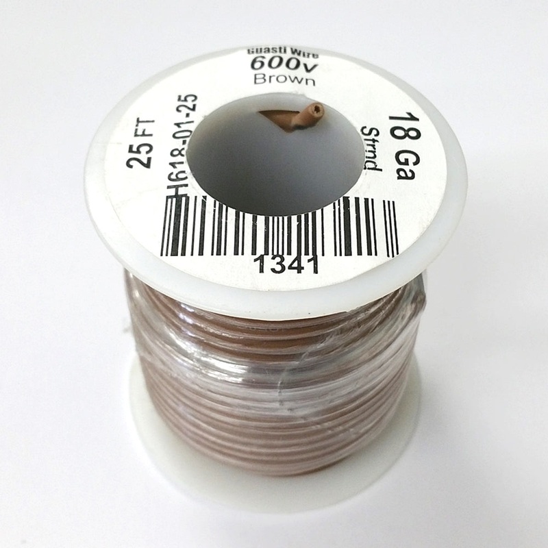 H618-01-25 25FT 18AWG BROWN Stranded Appliance & Marine 600V Wire UL1015 105C