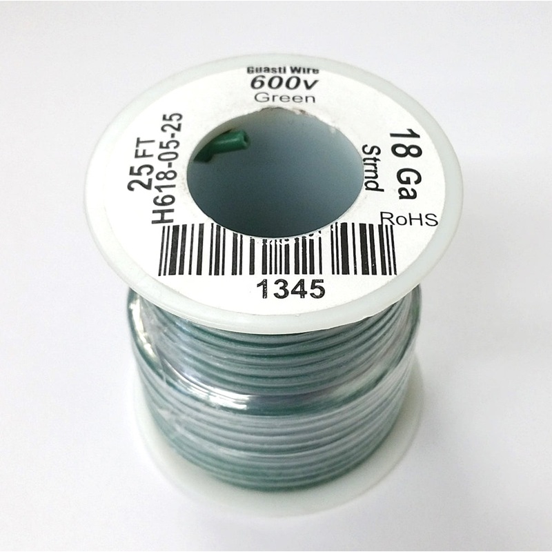 H618-05-25 25FT 18AWG GREEN Stranded Appliance & Marine 600V Wire UL1015 105C
