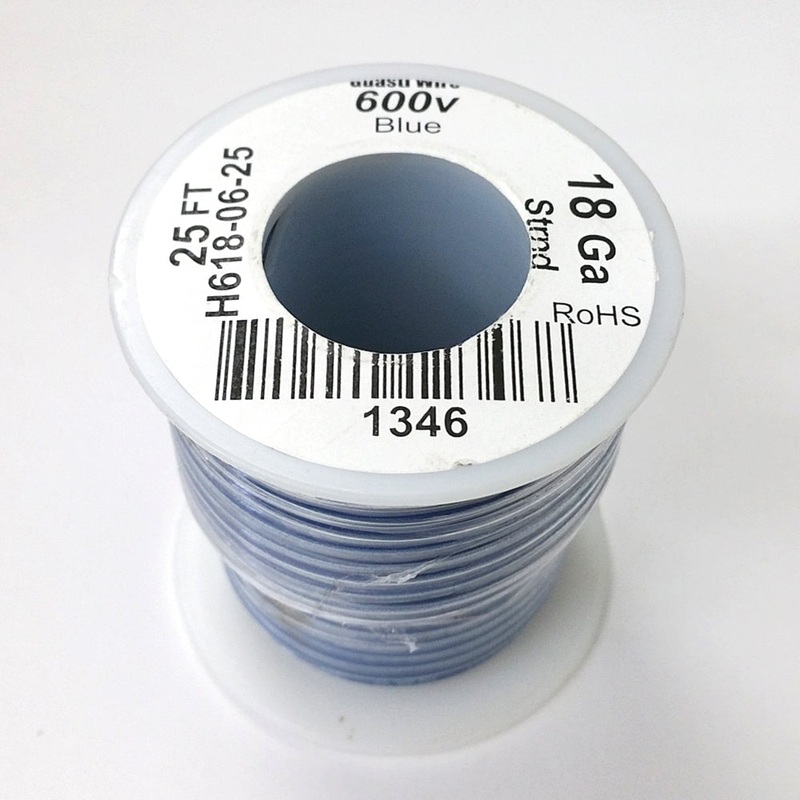 H618-06-25 25FT 18AWG BLUE Stranded Appliance & Marine 600V Wire UL1015 105C