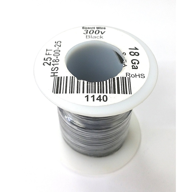 HS18-00-25 25FT 18AWG BLACK SOLID Electronic Electrical 300V Wire UL1007 80C