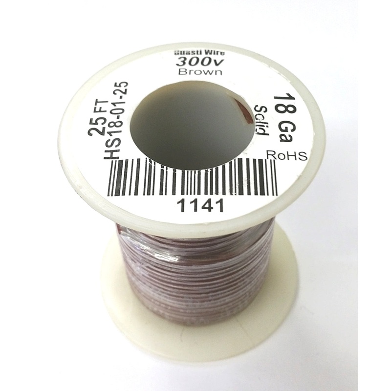 HS18-01-25 25FT 18AWG BROWN SOLID Electronic Electrical 300V Wire UL1007 80C