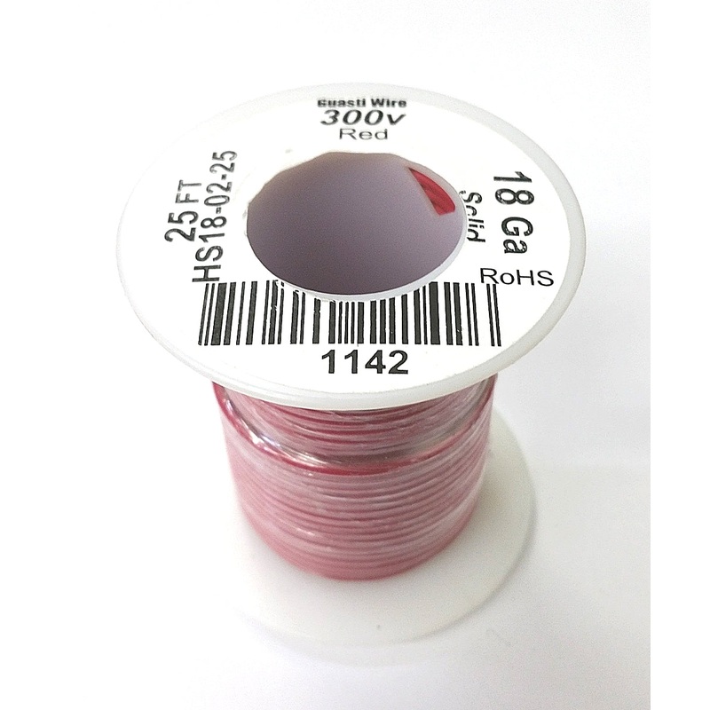 HS18-02-25 25FT 18AWG RED SOLID Electronic Electrical 300V Wire UL1007 80C