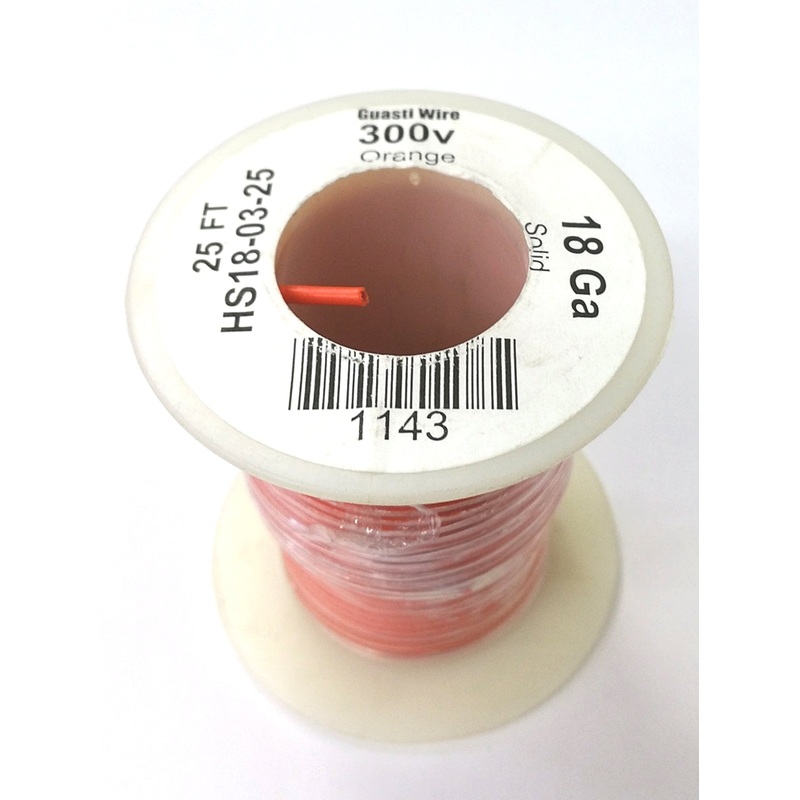 HS18-03-25 25FT 18AWG ORANGE SOLID Electronic Electrical 300V Wire UL1007 80C