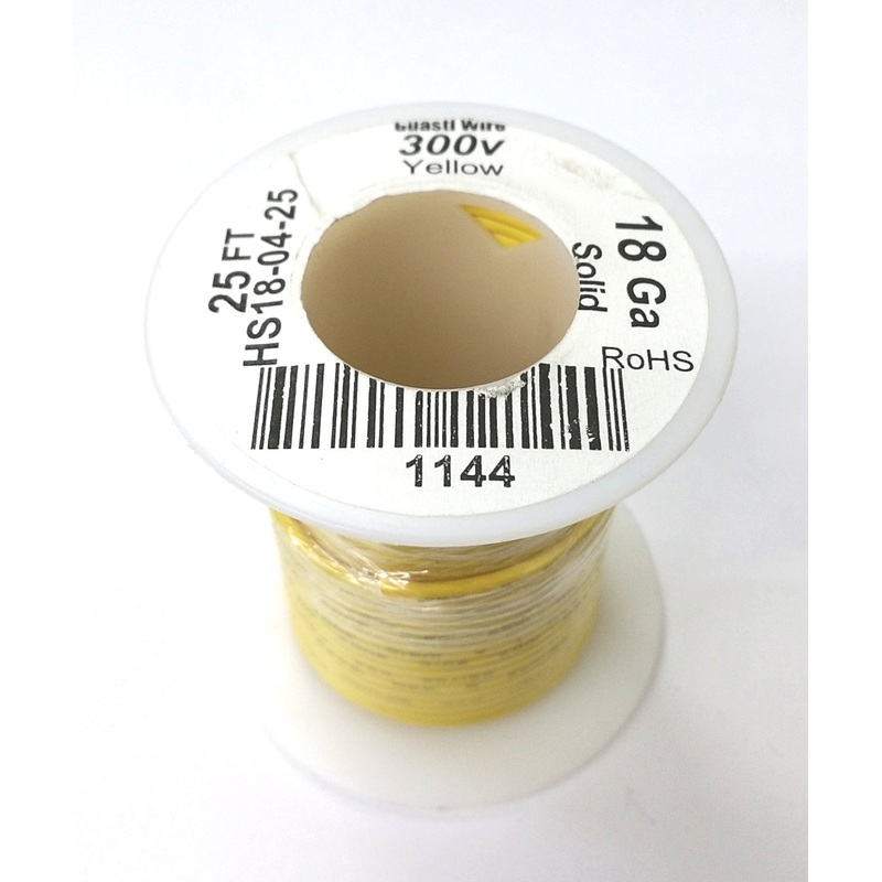 HS18-04-25 25FT 18AWG YELLOW SOLID Electronic Electrical 300V Wire UL1007 80C
