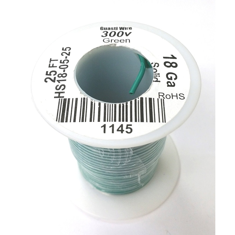 HS18-05-25 25FT 18AWG GREEN SOLID Electronic Electrical 300V Wire UL1007 80C