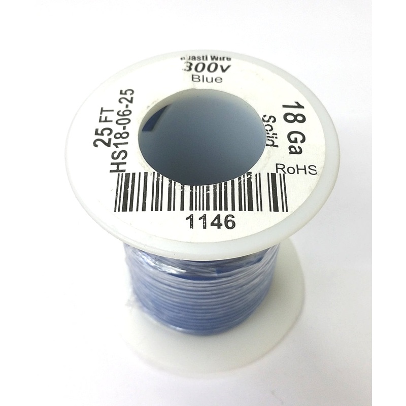 HS18-06-25 25FT 18AWG BLUE SOLID Electronic Electrical 300V Wire UL1007 80C