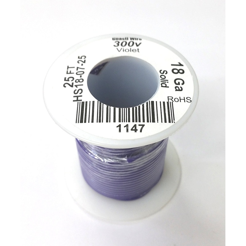 HS18-07-25 25FT 18AWG VIOLET SOLID Electronic Electrical 300V Wire UL1007 80C