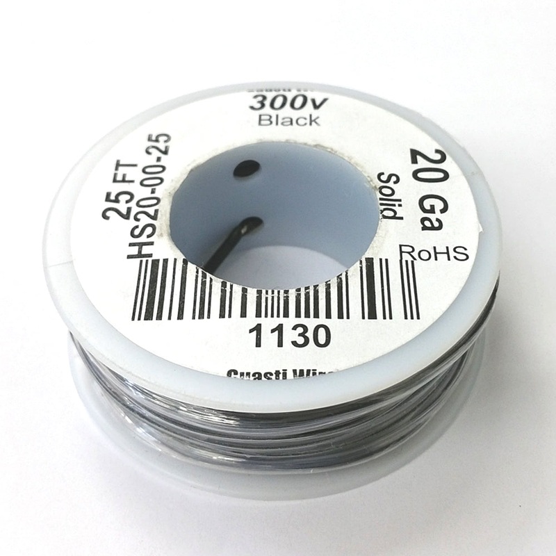 HS20-00-25 25FT 20AWG BLACK SOLID Electronic Electrical 300V Wire UL1007 80C