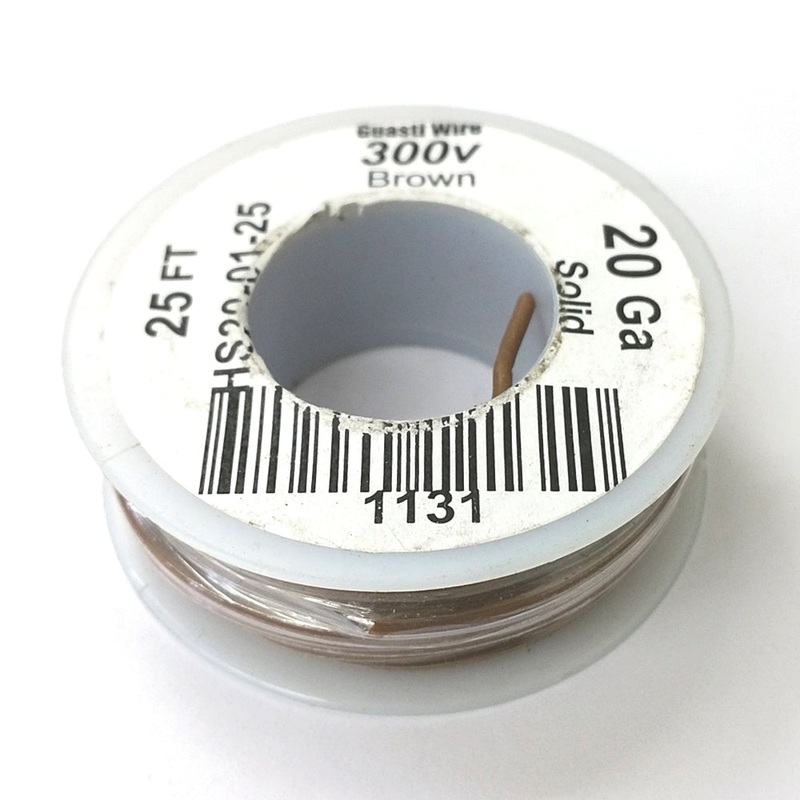HS20-01-25 25FT 20AWG BROWN SOLID Electronic Electrical 300V Wire UL1007 80C