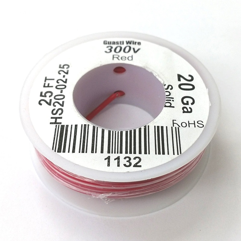 HS20-02-25 25FT 20AWG RED SOLID Electronic Electrical 300V Wire UL1007 80C
