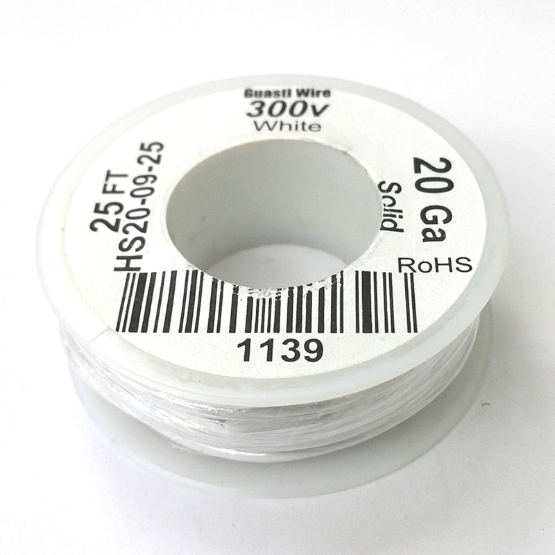 HS20-09-25 25FT 20AWG WHITE SOLID Electronic Electrical 300V Wire UL1007 80C