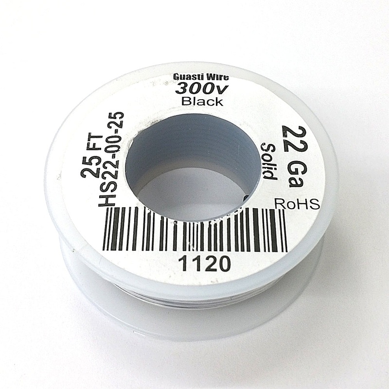 HS22-00-25 25FT 22AWG BLACK SOLID Electronic Electrical 300V Wire UL1007 80C