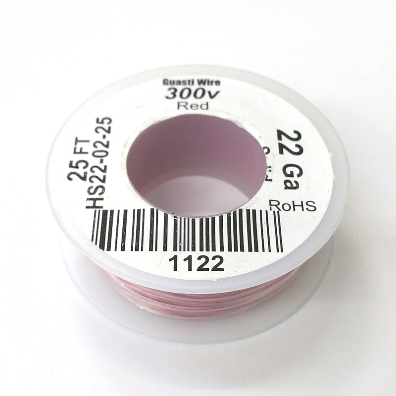 HS22-02-25 25FT 22AWG RED SOLID Electronic Electrical 300V Wire UL1007 80C