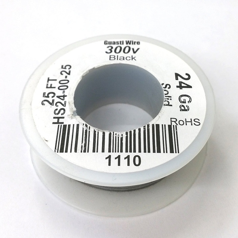 HS24-00-25 25FT 24AWG BLACK SOLID Electronic Electrical 300V Wire UL1007 80C