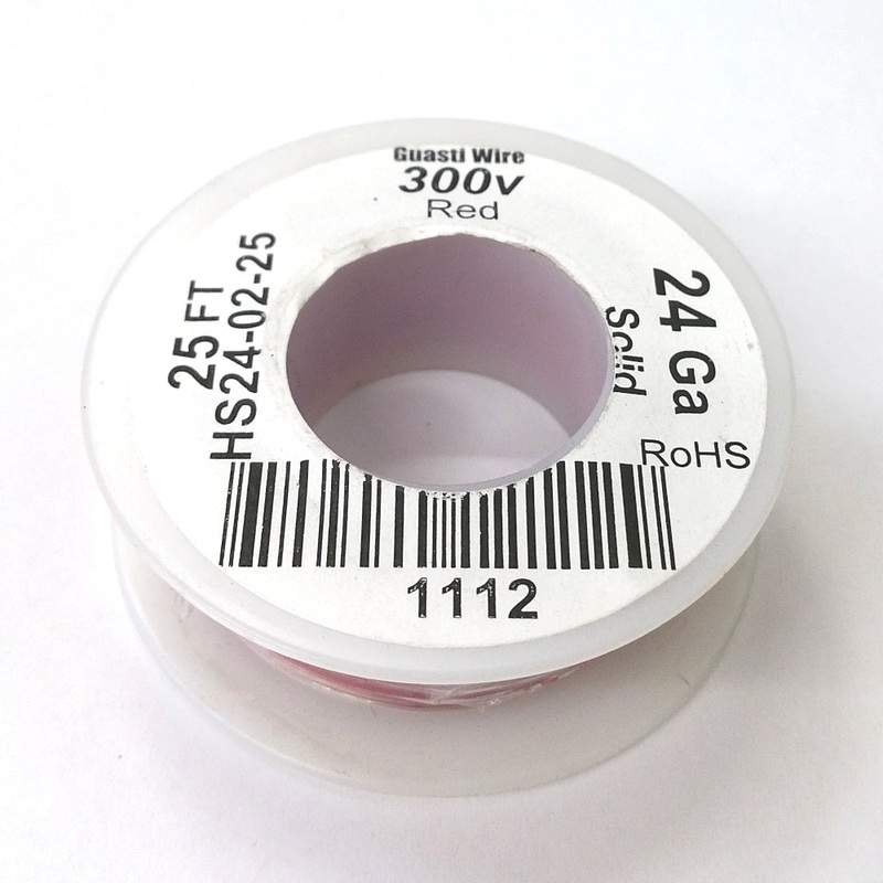HS24-02-25 25FT 24AWG RED SOLID Electronic Electrical 300V Wire UL1007 80C