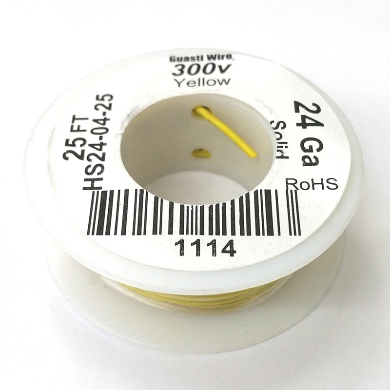 HS24-04-25 25FT 24AWG YELLOW SOLID Electronic Electrical 300V Wire UL1007 80C